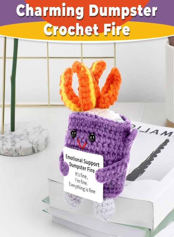 AGIFTMIND Appreciation Gifts for Her Emotional Dumpster Crochet Fire, Knitting Dumpster Doll, Funny Cheer Up Gag Gifts for Friends Birthday (Purple) - Image 5